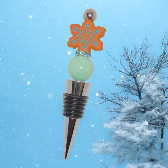 Gingerbread snowflake Beaded Wine Bottle Stopper - Picture 1 of 1